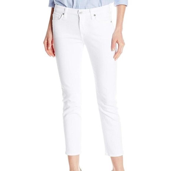 7 For All Mankind Women's Kimmie Crop Jeans White NEW - Picture 1 of 10